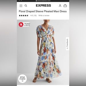Express floral draped pleated maxi dress